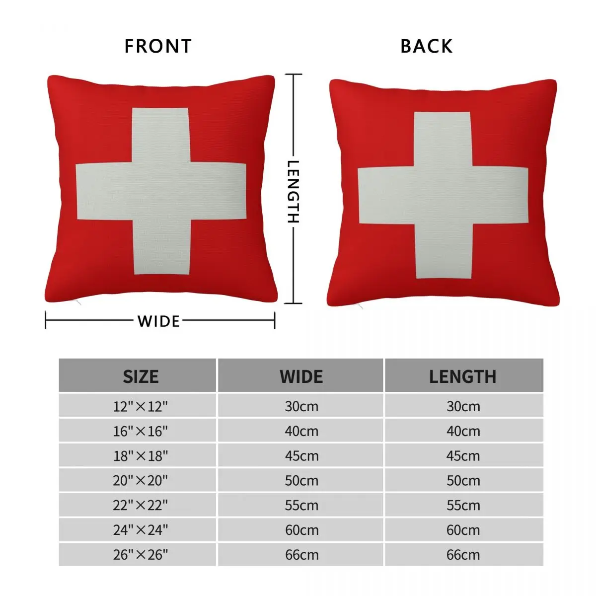 Swiss Cross Switzerland Flag Square Pillowcase Polyester Linen Velvet Printed Zip Decor Bed Cushion Cover 45x45