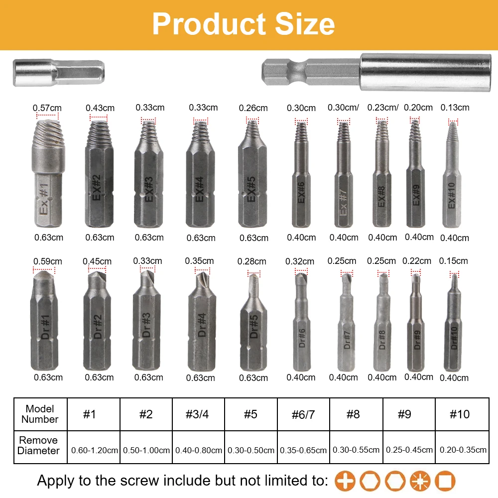 Drill Bit Set Broken Head Bolt Extractor Screw Extractor Holder Damaged Screw Removal Tools Magnetic Extension Bit 22/33Pcs