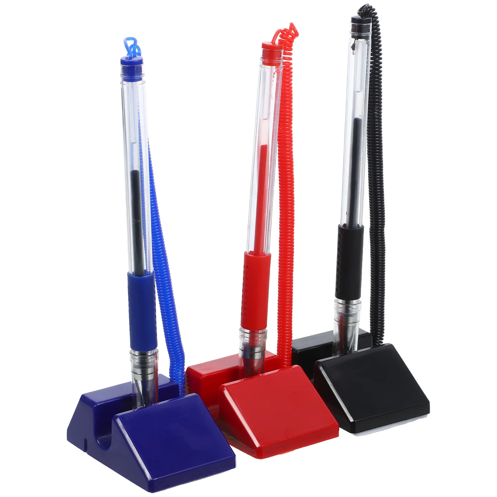 

3 Pcs Gel Pens Office Security with Holder Desk Counter for Bank Desktop Stand Ink Anti-theft