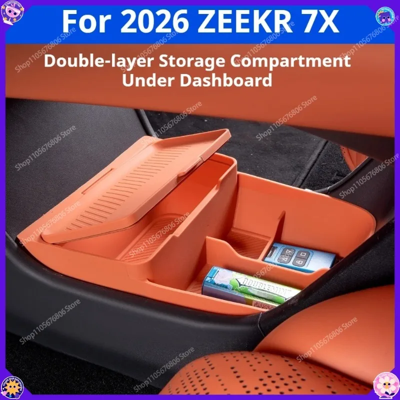 Silicone Under Console Storage Box For ZEEKR 7X Armrest Organizer Tray Car Interior Decor Anti‑Slip Accessories