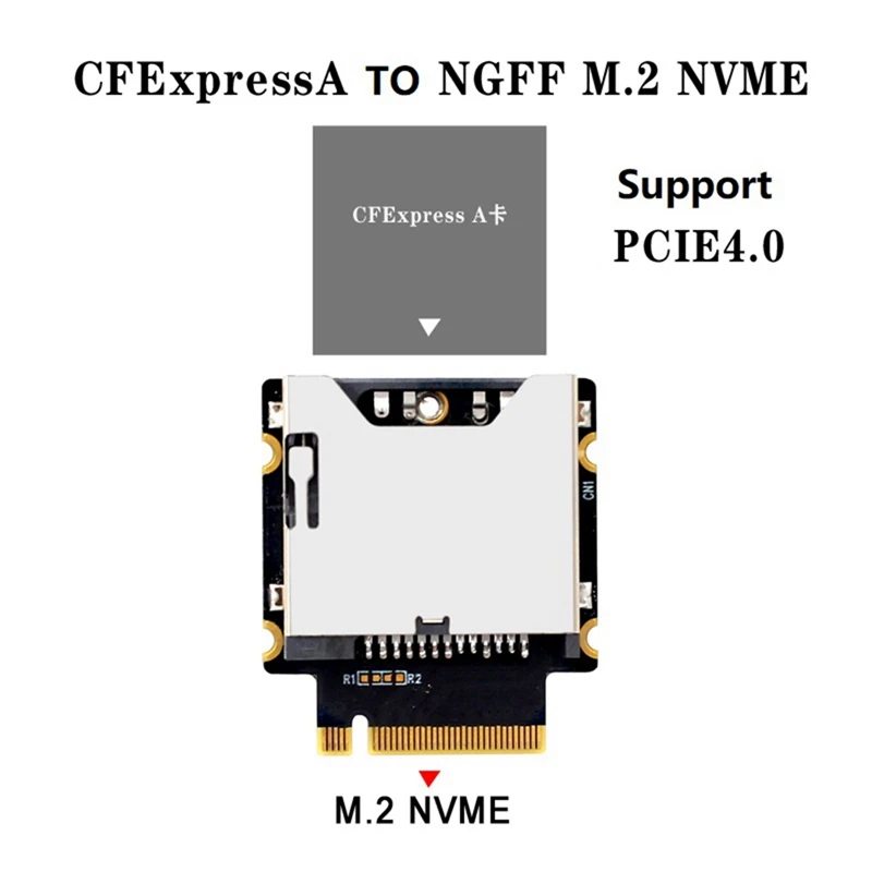 Cfexpress Type-A To NGFF M.2 Nvme M-Key Extension Adapter Card Support Pcie 3.0 4.0 X1 Black+Silver PCB+Metal 1 SET