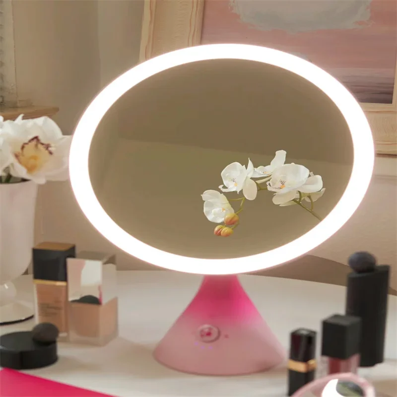 Barbie Series Small Magic Mirror Professional Grade Women'S Makeup Mirror Intelligent Lighting Dressing Room Decoration Gift