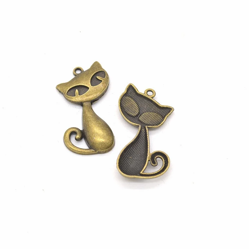 7 pcs free shipping Champagne gold colour charms diy metal  Cat pendant for necklace&bracelets jewelry making 39*21 mm D905