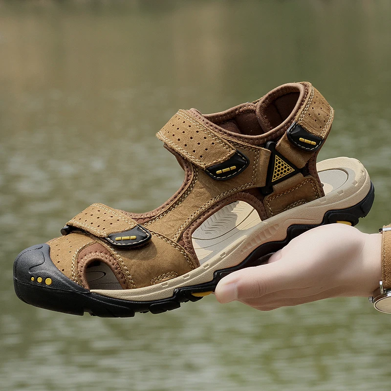 

Laoks Men's Sandals 2025 New Sle Top Layer Cowhide Genuine Leather Casual Outdoor Sports oes Anti-slip Beach oes