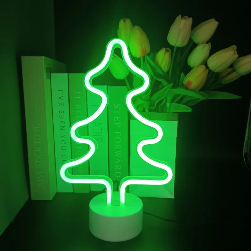 

Christmas Tree LED Neon Light Cactus Coconut Tree Pineapple Unicorn Night Light Table Lamp for Bedroom Decoration Bar Party