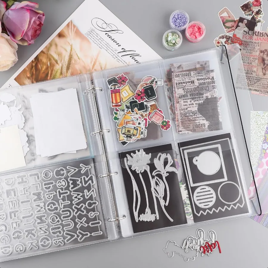 20개 A4 플라스틱 바인더 포켓 4홀 방수 PVC 폴더 루즈리프 가방, 예산 관리용 루즈리프 가방 삽입 파우치 사진용