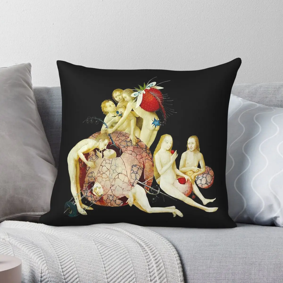 Hieronymus Bosch Dancing Owl 2 Square Pillowcase Polyester Linen Velvet Creative Zip Decor Pillow Case Car Cushion Cover 45x45
