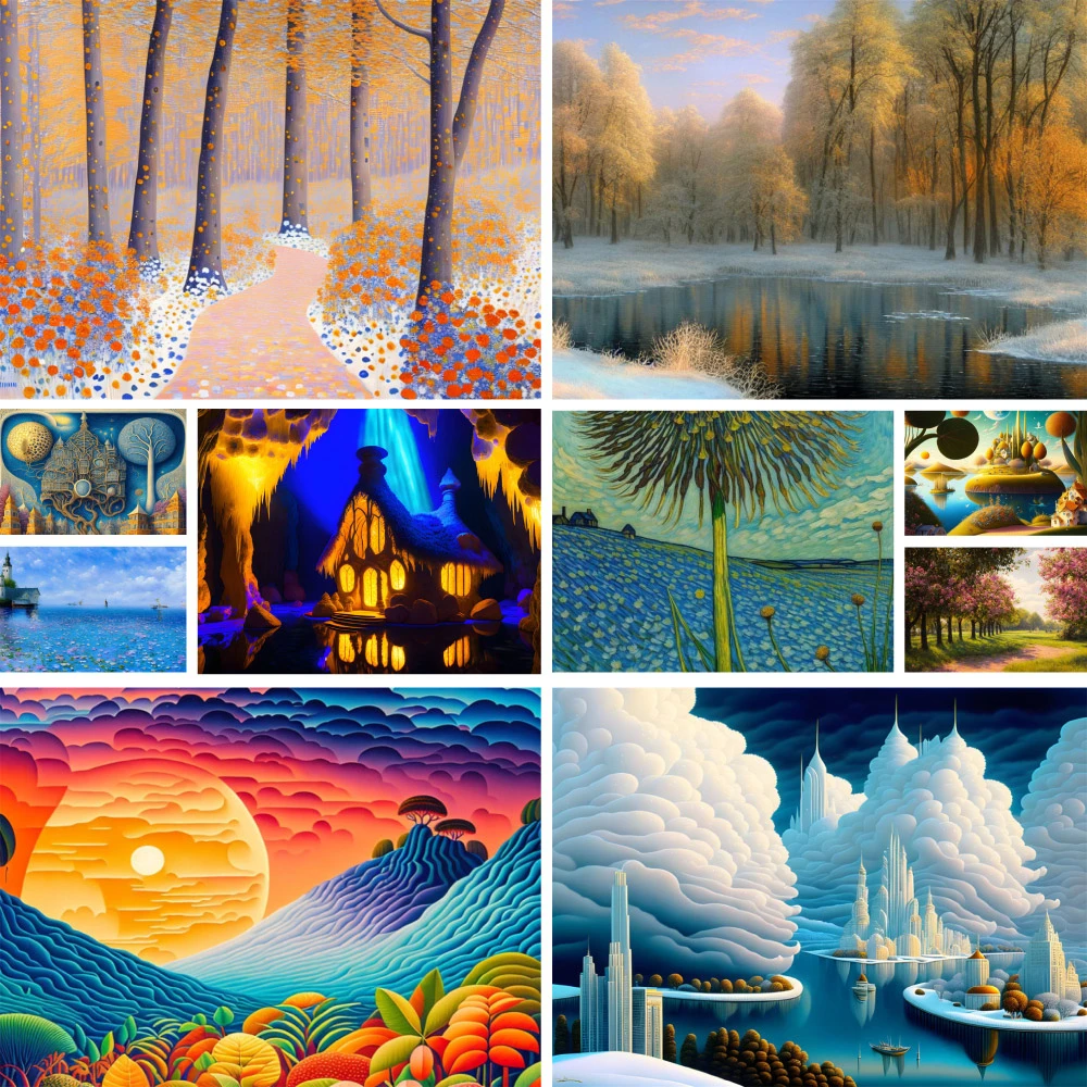 Landscape Dreamly House Coloring By Numbers Painting Package Oil Paints 40*50 Canvas Pictures Wall Decoration For Kids Wall Art