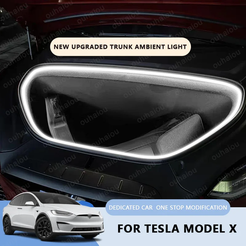 For Tesla Model X Y 3 Car Front Trunk Decorative Fitting  modification light Atmosphere lights White warm white  LED Light Bar