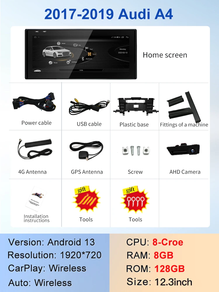 STWEI Fabriek Prijs 10.25 "Android13 AUTO Carplay Voor 2017 AUDI A4 A5 S5 B9 Auto Video Spelers GPS navigatie Centrale Multimedia