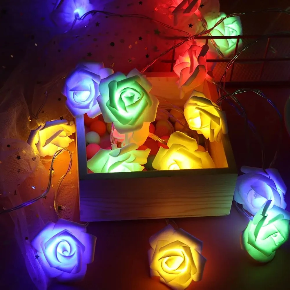 Rose Flower LED String Lights USB/AA Battery Powered Fairy Lighting for Wedding Home Party Birthday Festival Decorations