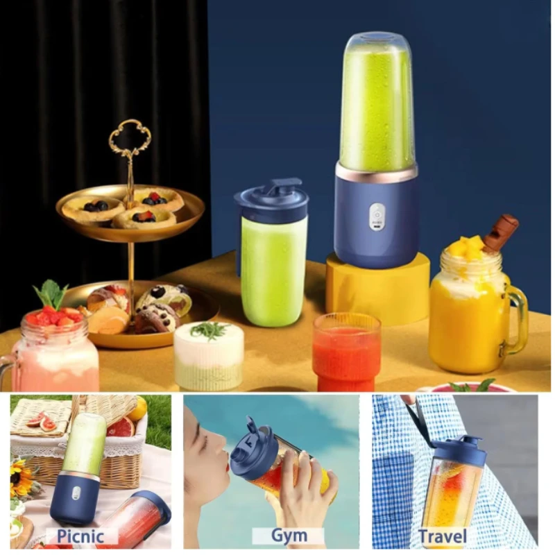 Vaso Mezclador Portátil Inalámbrico, Licuadora de Alta Velocidad de 21000 RPM con 6 Cuchillas para Jugos Frescos, Smoothies y Batidos