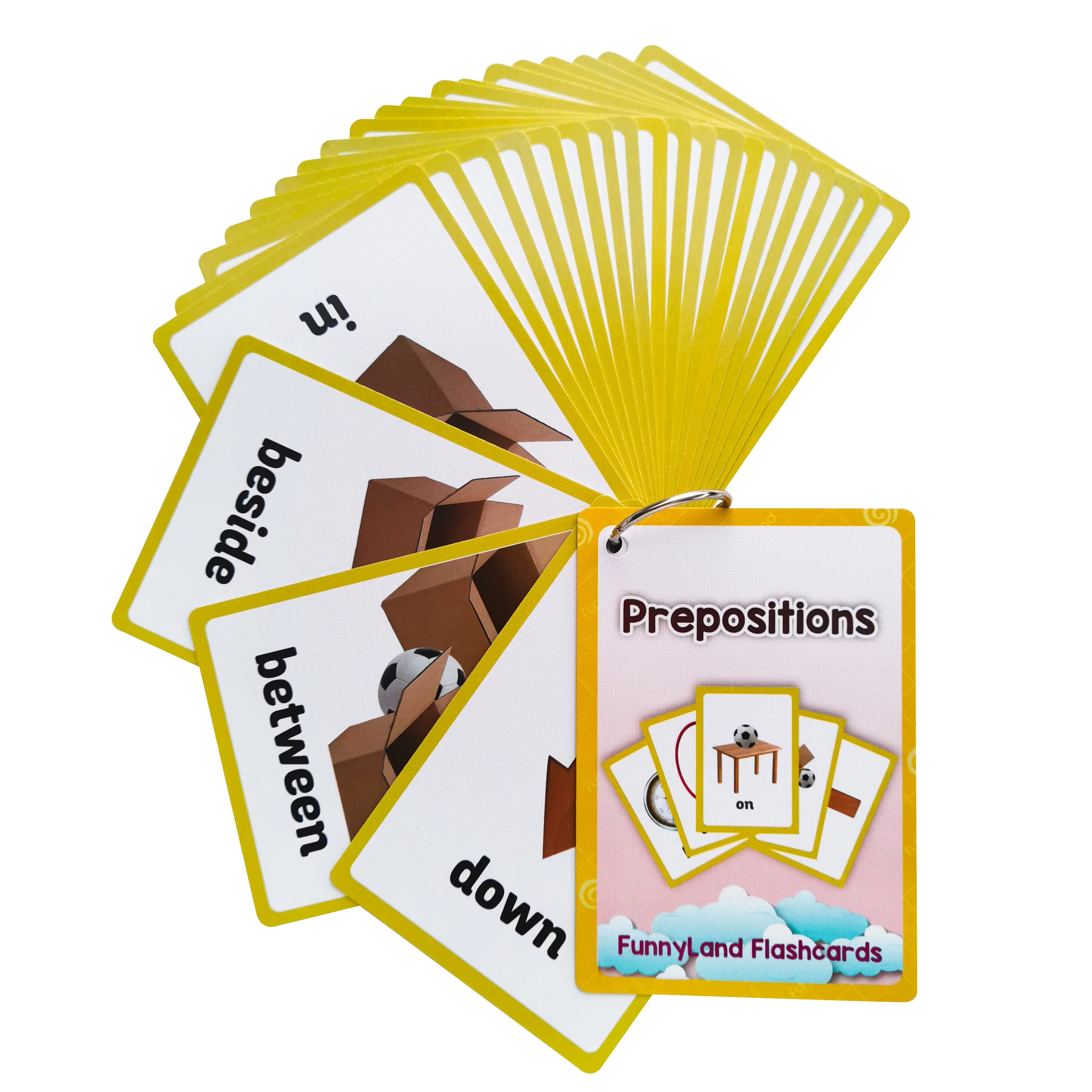 Tarjetas de palabras en inglés para aprendizaje de idiomas, juguete educativo de aprendizaje Montessori, preposiciones,