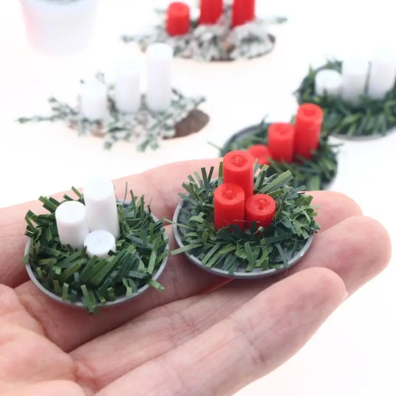 1:12 Miniature Dollhouse Christmas Scene Accessories Candle/Tree DIY Xmas Living Room Decor Micro Landscape Model