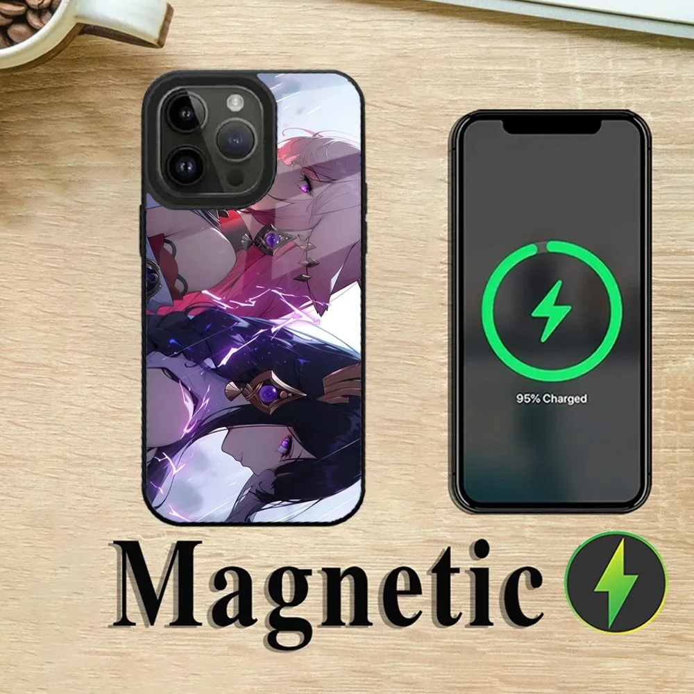 G-Genshin Impact Raiden Shogun Phone Case For iPhone 16,15,14,13,12,11,Plus,Pro,Max Mini Magsafe Magnetic Wireless Charging