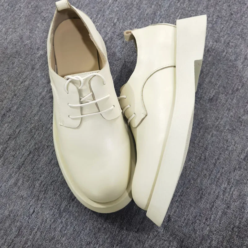 Vintage Oxford Shoes Platform Shoes Spring Men Loafers Comfort 2023 New British Style Single Layer Leather Dress Business Shoes