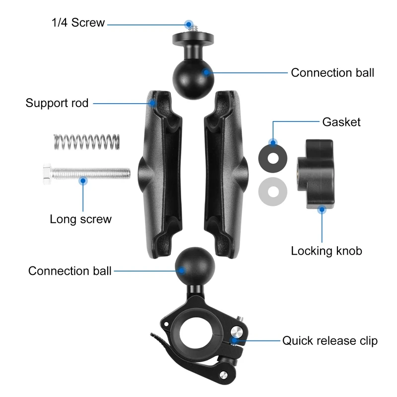 Para cámara deportiva Gopro, montaje en manillar de motocicleta/bicicleta, piezas de conducción multifuncionales y prácticas, accesorios PU909B