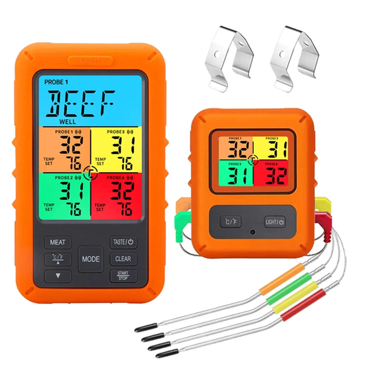 

Digital Barbecue Meat Thermometer for Oven Thermomet with Timer 4 Probes Temperature Alarm Kitchen Thermometer(B)