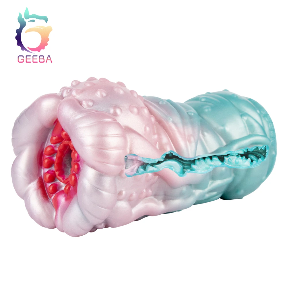 GEEBA Soft Silicone Penis Onahole Fantasy Male Masturbator Prostate Massager Realistic Vagina Men Sex Toys Pocket Pussy Stroker