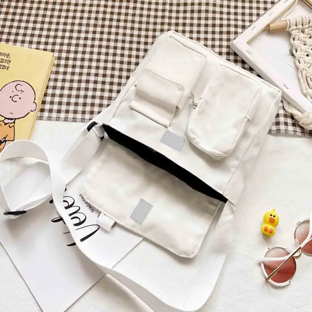 Messenger Bag for Women Shopping Crossbody Bag Text Initial Name Large Capacity Unisex Simple Casual Travel Canvas Shoulder Bags