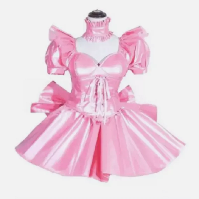 

Hot selling tight fitting corset pink goddess lockable satin dress cosplay costume