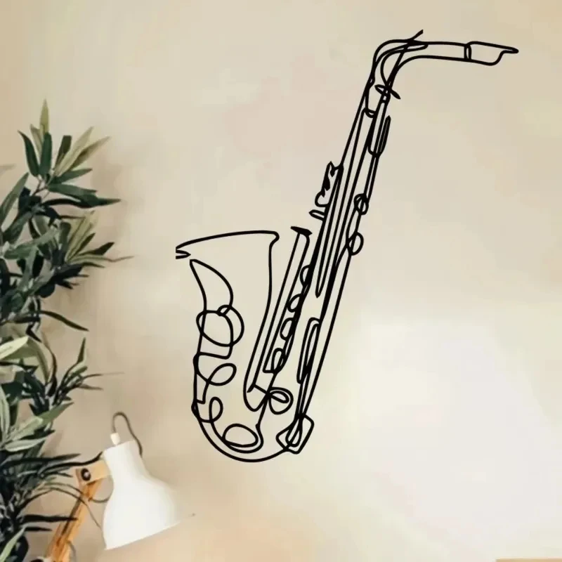 Saxophone Metal Wall Art Jazz Sculpture, Rustproof Iron Decor for Living Room Music Room 1PC