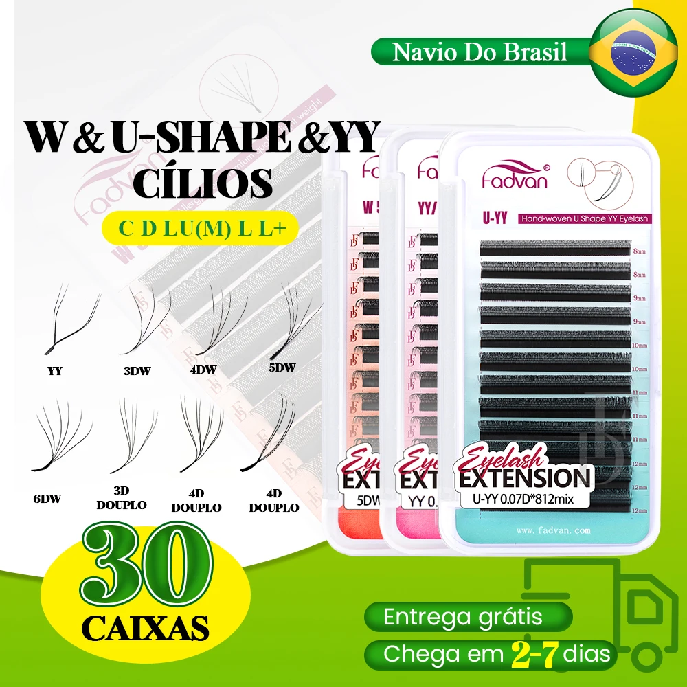Fadvan 30 Peças Yy/3d/4d/5d/w Forma Pré-Fabricada Ventiladores Macios Extensões - imagem 1