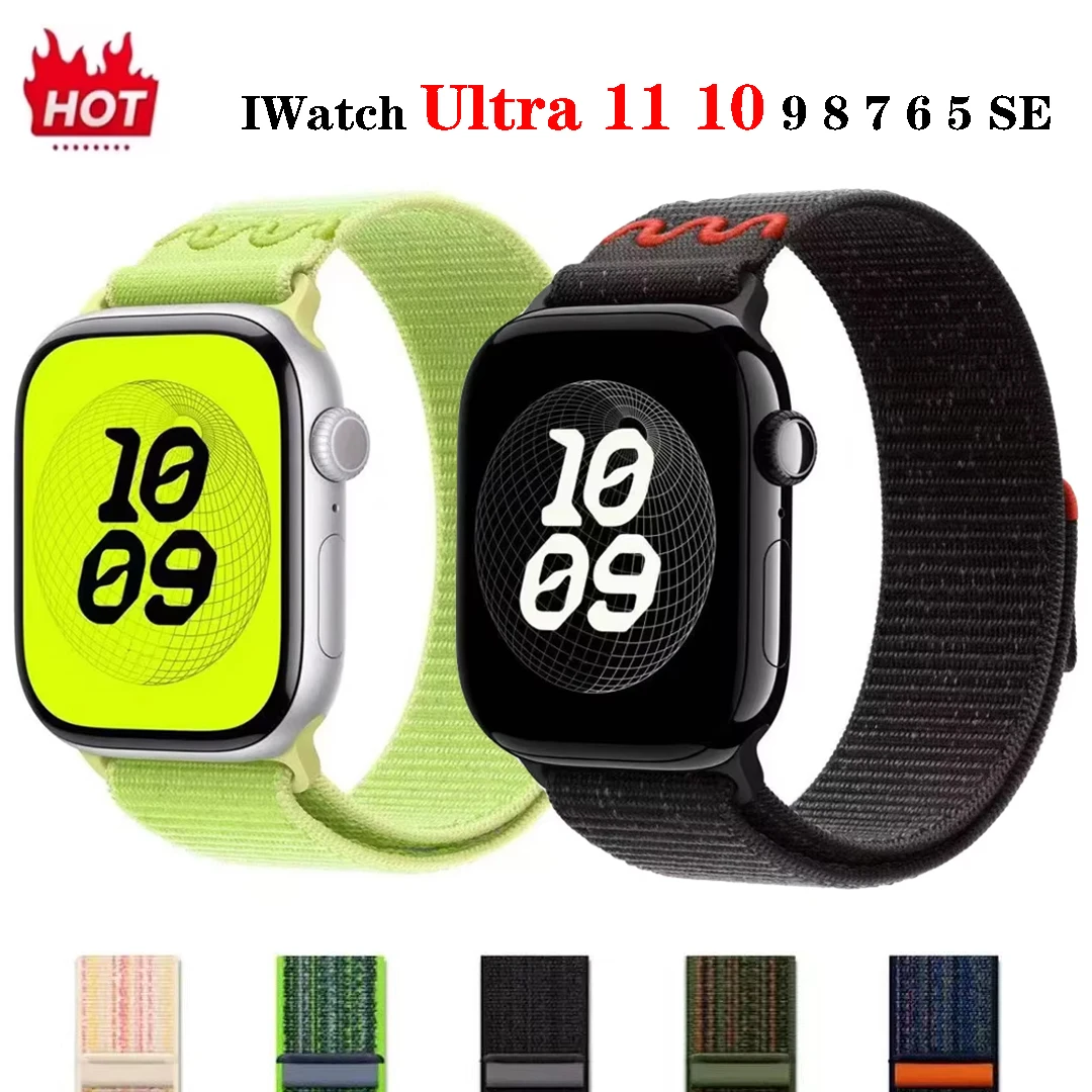 حزام رياضي من النايلون لساعة أبل 49 مللي متر لسوار حلقة iWatch 11 10 9 8 7 6 5 4 3 se Ultra 1 2 3 46 مللي متر 45 مللي متر 44 مللي متر 41 مللي متر 42 مللي متر #1