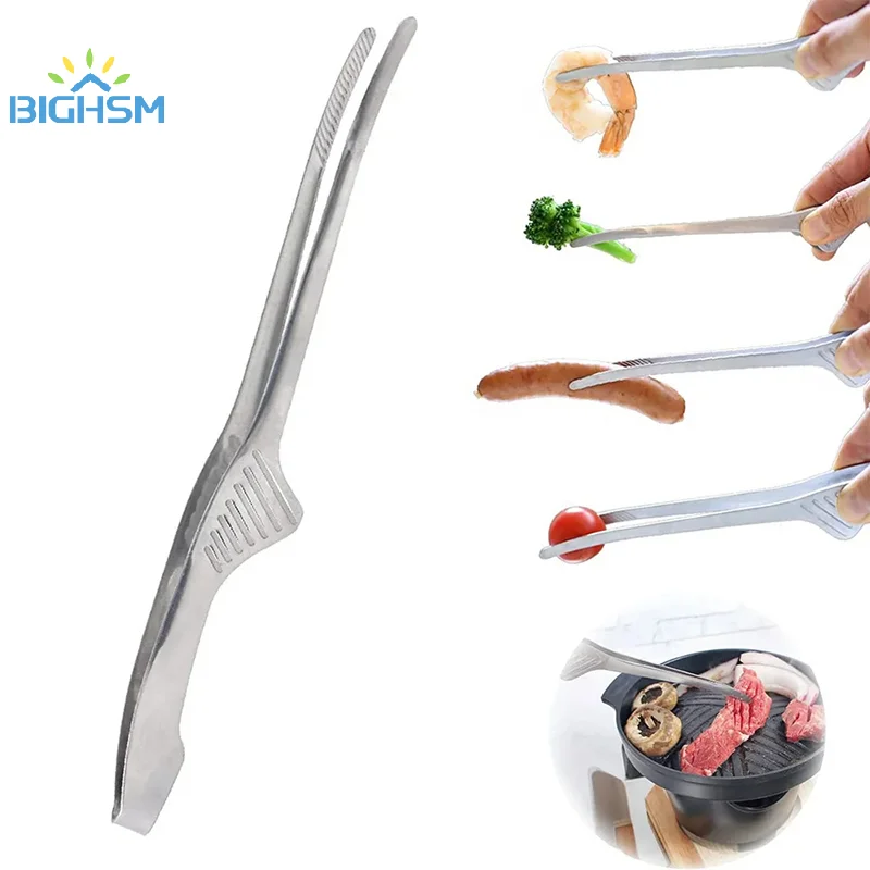 BBQ Food Tongs Barbecue Clip Stainless Steel Kitchen Food Meat Clip Non-slip Non-Stick Steak Clamp Cooking Tool For Grill Baking