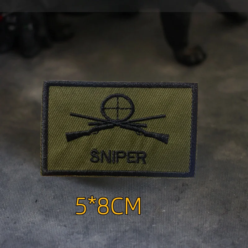 SNIPER Tactical Patches Hook&Loop Embroidery Patch Military Israel Sight Gun Morale Badge Combat Applique Backpack Cloth Sticker