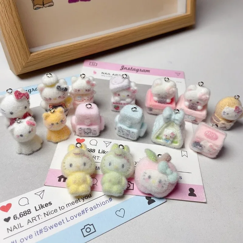 

Hello Kitty Keychain Bag Charm Cute Women Accessories Anime Cake Resin DIY Backpack Phone Chain Decoration Girl Gift Wholesale