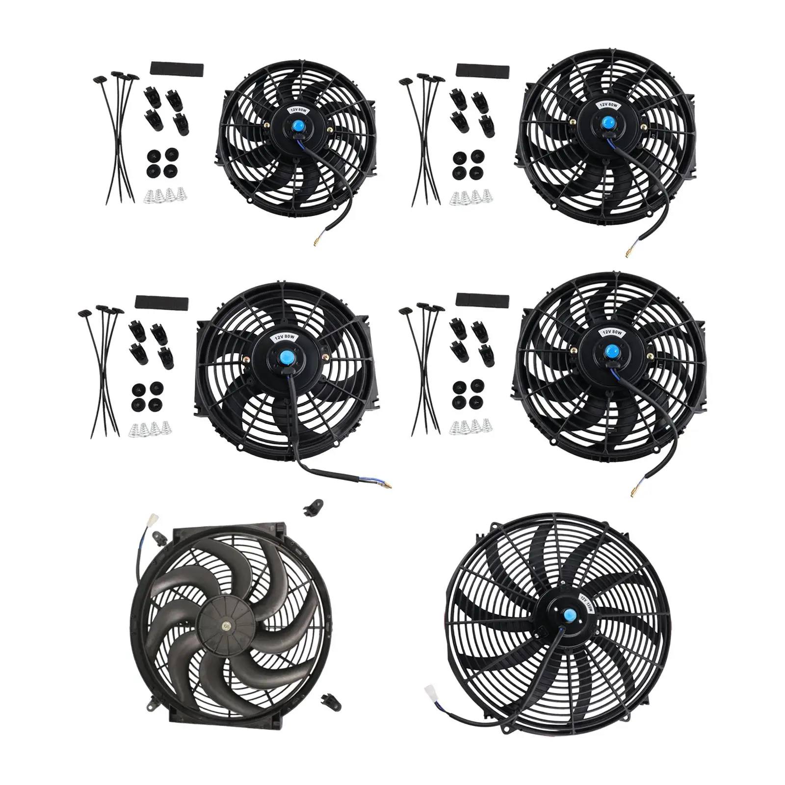 Radiator Cooling Fan Performance Fan Assembly Kits Electric Spare Parts with Mounting Kits Accessories Heavy Duty Engine Fan