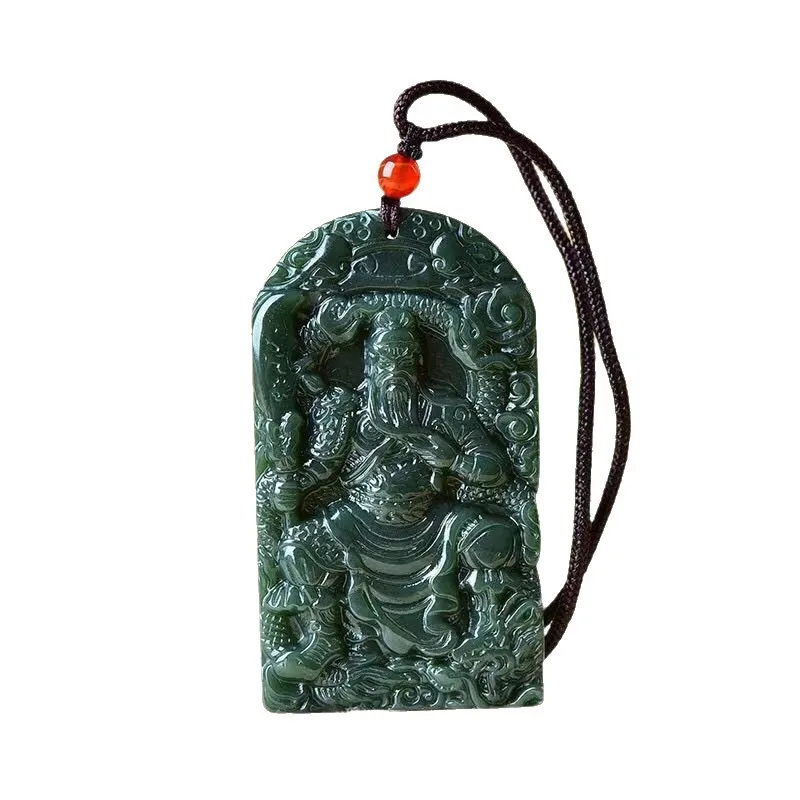 Hotan Green Jade Guan Gong Pendant Necklace New Style Jewelry