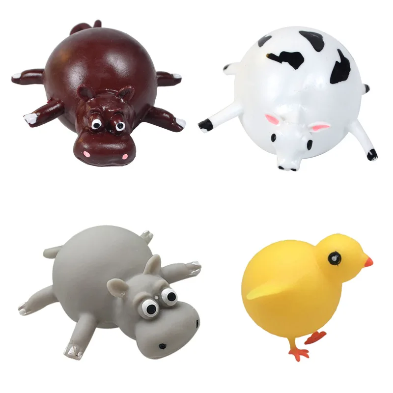 2Pcs Novelty TPR Blowing Animal Bobble Ball Toys Cartoon Cute Animal Inflatable Ball Toys Party Blow Up Balloon Toys Gifts