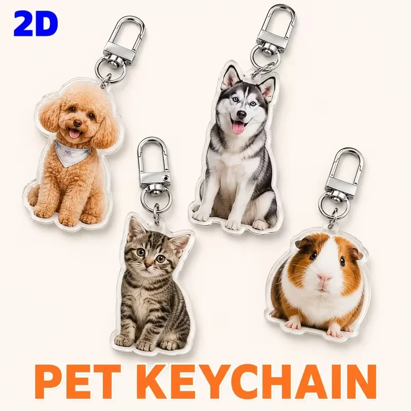 Personalized Acrylic Keychain with Pet Portrait - Custom Photo Keyring for Pet Lovers And Couples Perfect Gift for Valentine's D