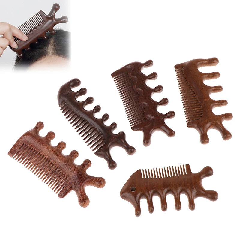 Wooden Massage Comb Gua Sha Wide Tooth Comb For Head Scalp Meridian Relax Anti-static Sandalwood Massager Acupressure Tools Gift