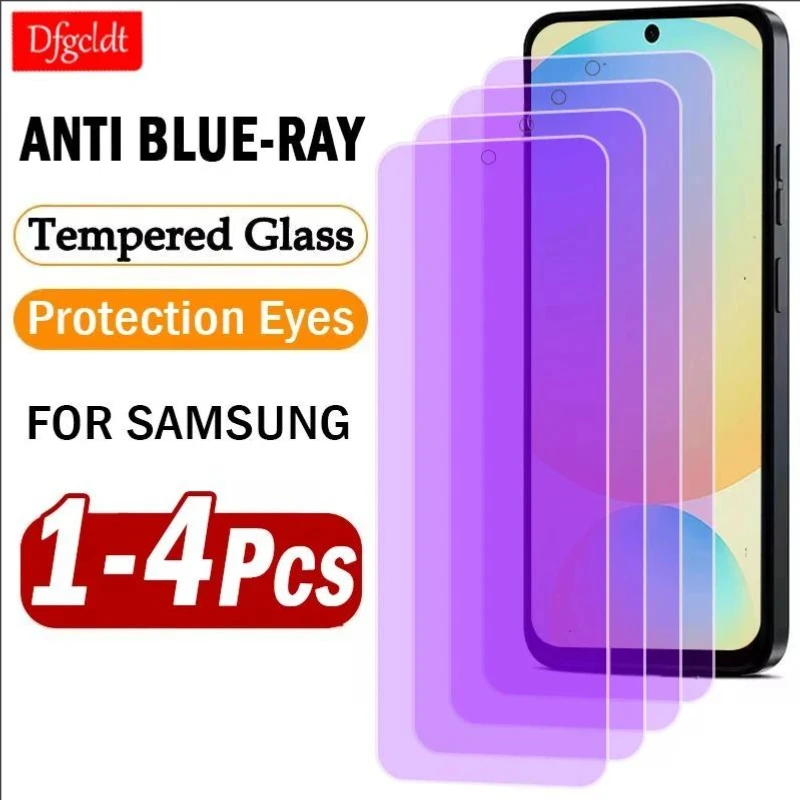 

1-4PCS Anti Blue-ray Screen Protector For Samsung Galaxy S24 S23 S21 S20 FE S25 Ultra S22 Plus + Tempered Glass Protective Film