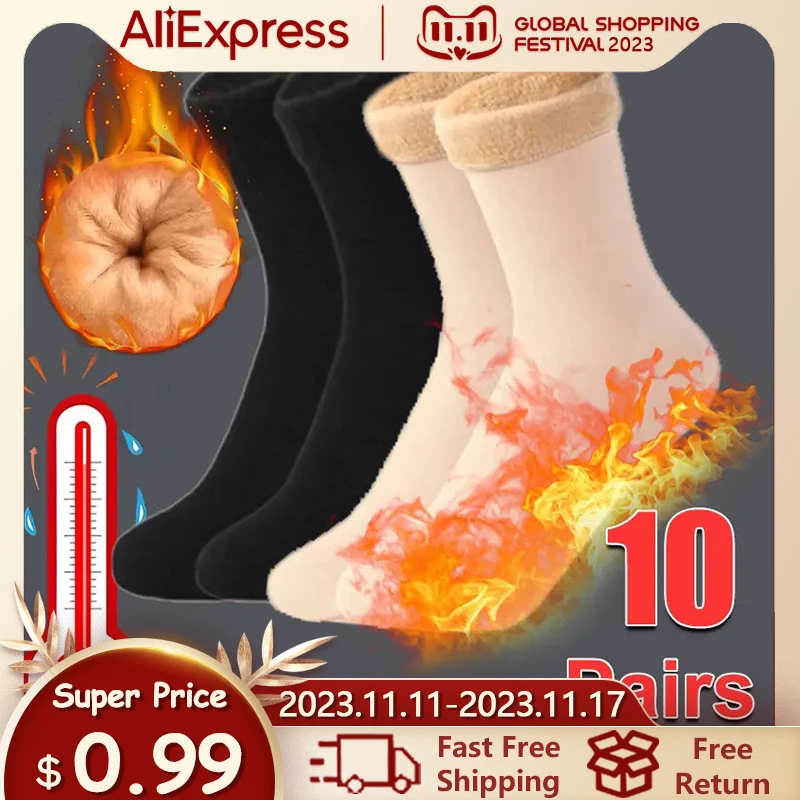 

10Pair New Women Winter Thicken Warm Short Socks Thermal Cashmere Wool Socks Nylon Snow Velvet Boots Home Floor Calcetines Mujer