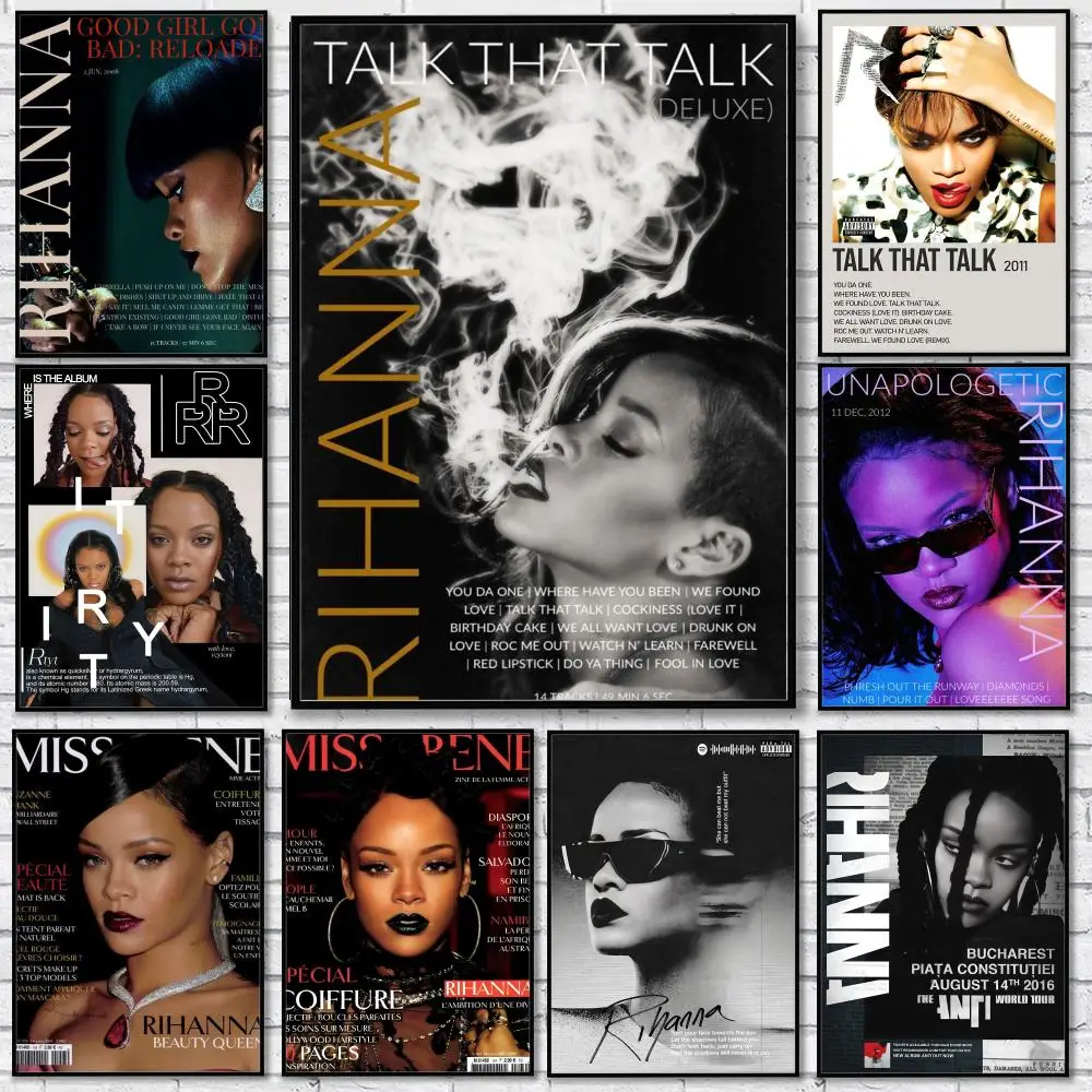 Popular Singer R_RihannaS Poster Sticker Self Adhesive for Playroom Bedroom Hallway Home Wall Art Decor Gift