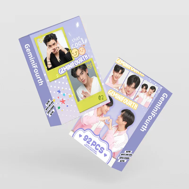 92Pcs/Set Thailand Stars GeminiFourth Laser Lomo Card Gemini&Fourth Character Photo Cards Stickers Fan Support Card
