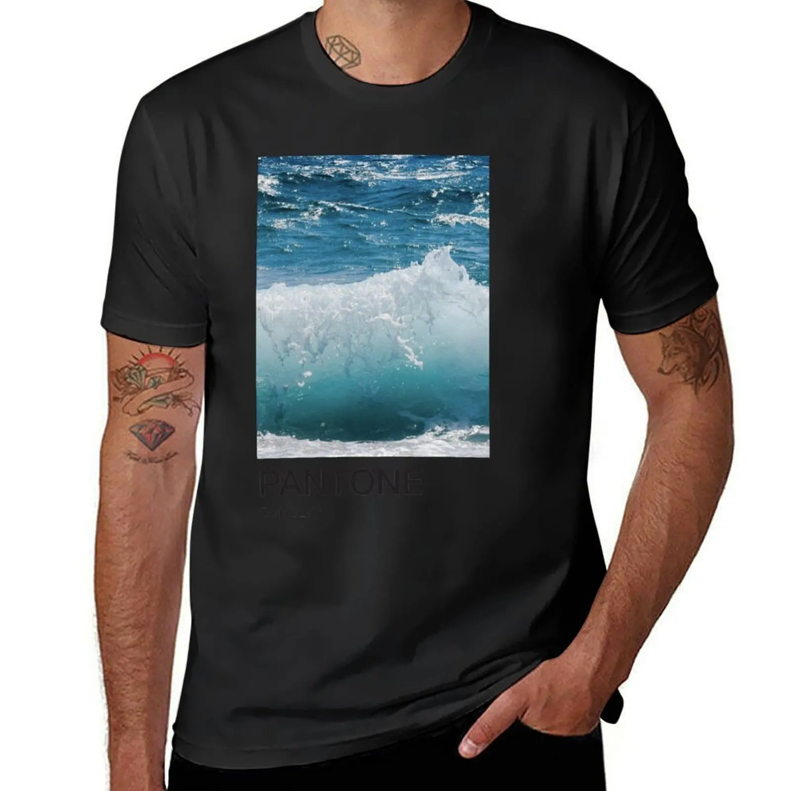 Pantone Shade Teal Wave T-Shirt plus sizes for a boy hippie clothes graphics t shirt for men