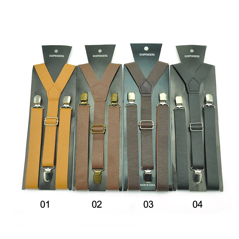 عالية الجودة بولي Leather الأشرطة الجلدية 4 ألوان الحمالة للرجال النساء كليب على الأقواس مطاطا سليم Y-الظهر الحمالات حزام بالجملة #1