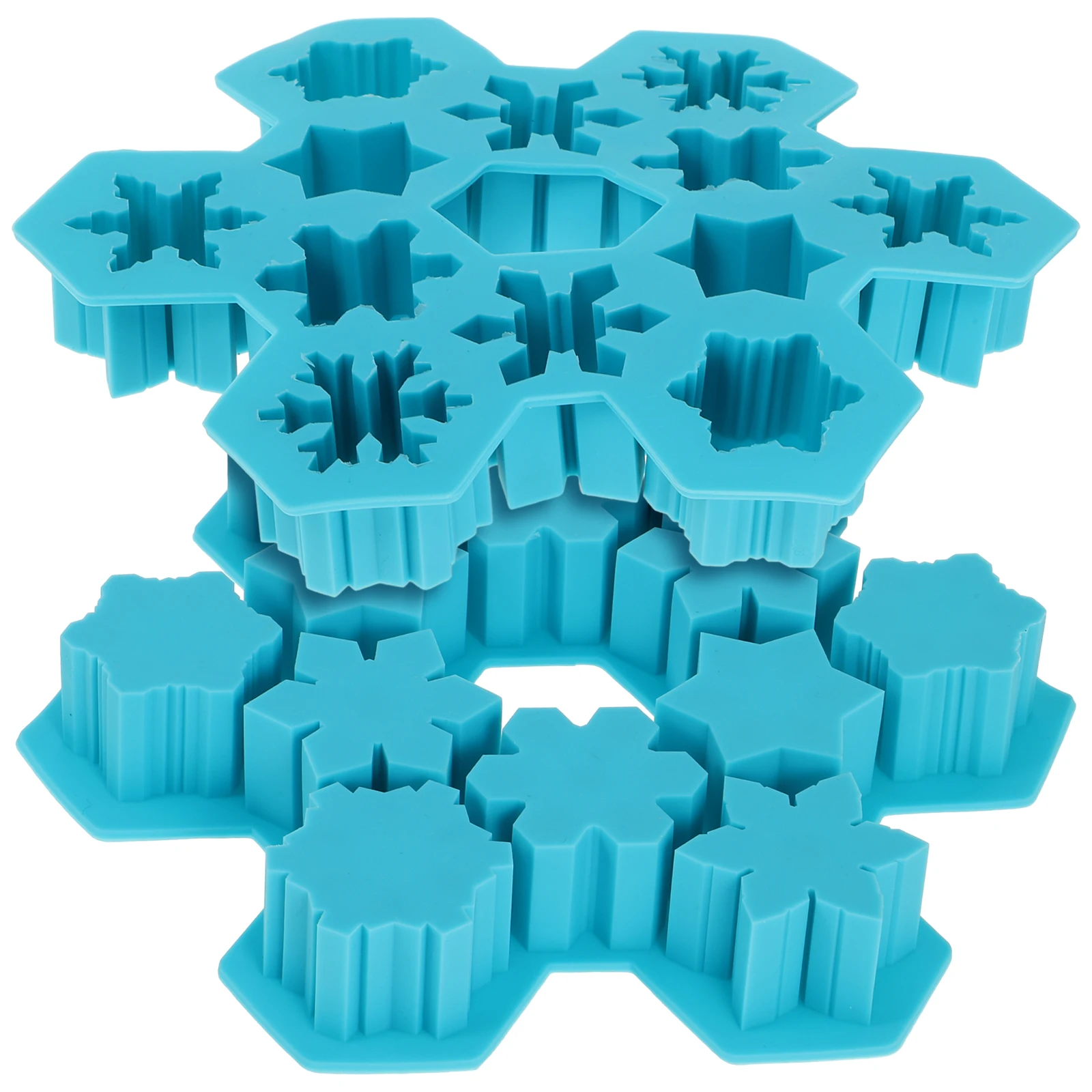 

2 pcs Snowflake Ice Cube Tray Silicone Mold Kitchen Tool Flexible Baking Pastry Non Toxic Food Grade Easy Portable