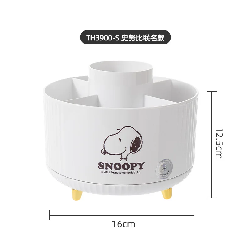 Kawaii Snoopy Large Capacity Pen Holder Cartoon Desktop Makeup Brush Storage Bucket Cute Rotating Stationery Storage Box