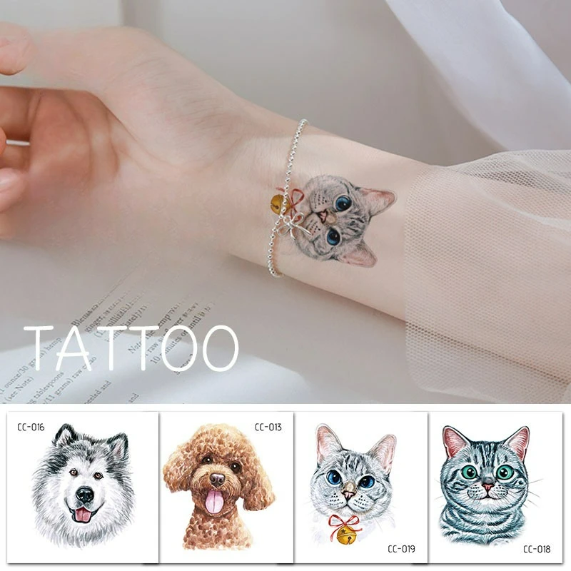 

5pcs/set cartoon tattoo sticker,Waterproof Temporary Tattoos for children Men Women,Fake Tattoo,cute kitten puppy animal tattoo