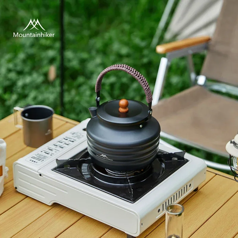 MOUNTAINHIKER 1.4L Camping Water Kettle Aluminum Alloy Teapot Coffee Pot Ultralight Outdoor Boiling Stovetop Pot Tableware