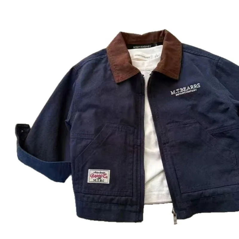 2026 UNITIM Kinder-Jungen-Herbstjacken 2-10 Jahre, Jungen-Mantel mit Kragen und Patchwork-Design, Vielseitige Freizeitjacken für Teenager – Detail 5