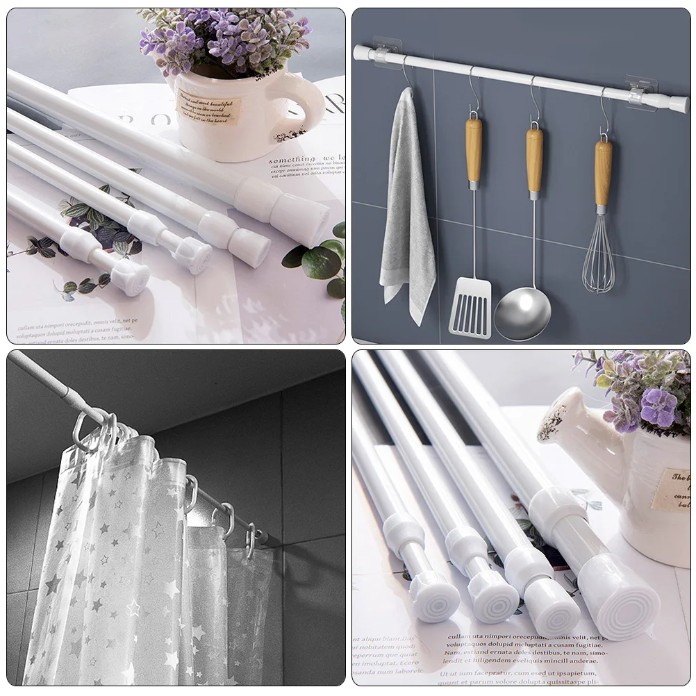 

2 Pcs Clothes Shower Curtain Rod Curtains Rods Tension Iron Adjustable Bathroom Pole for