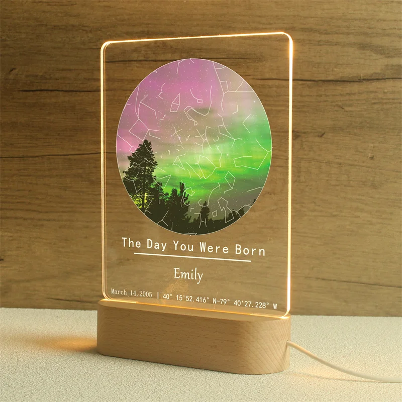 The Day You Were Born Star Map Night Light - Personalized Birthday Gift - 1st 2nd 3rd 13th 16th 18th 21st Birthday Gift