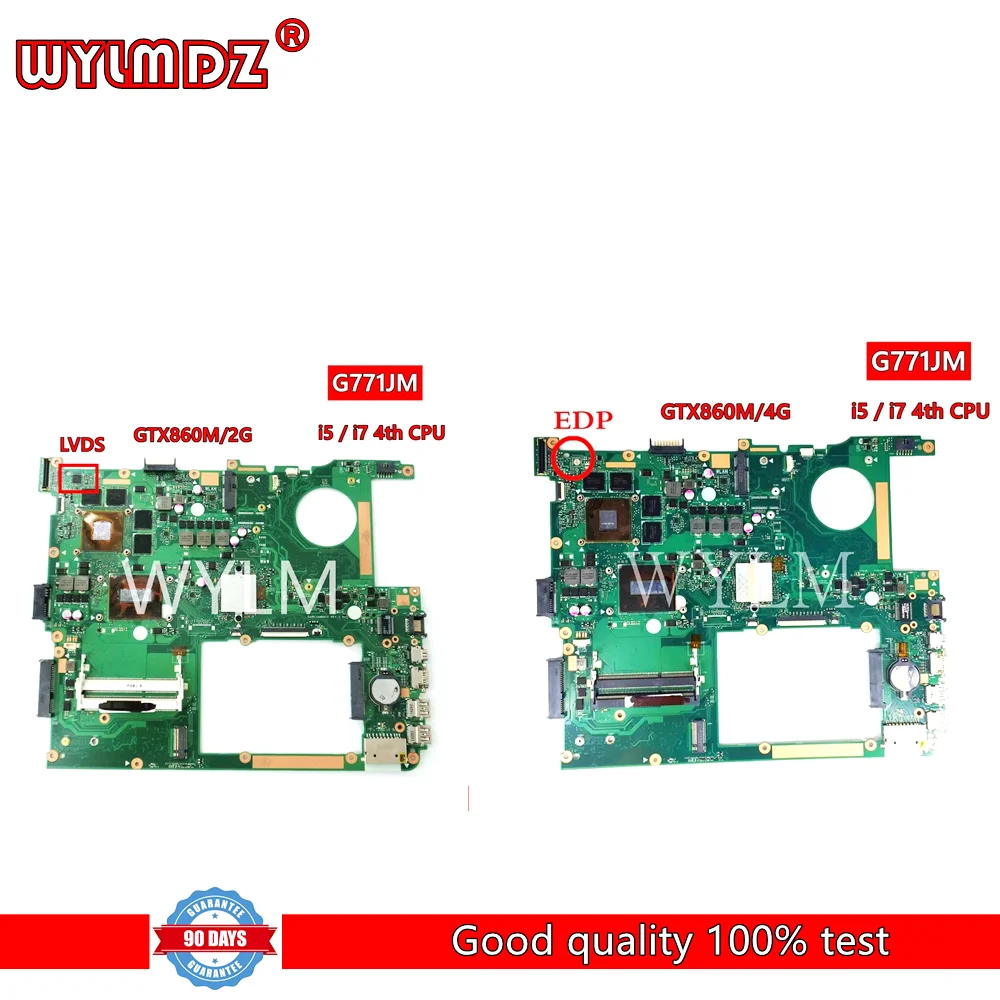 ROG G771JM  LVDS/EDP i5/i7 4th CPU Mainboard GTX860M/2G For Asus ROG G771JW G771JM G771JK G771J G771 Laptop Motherboard